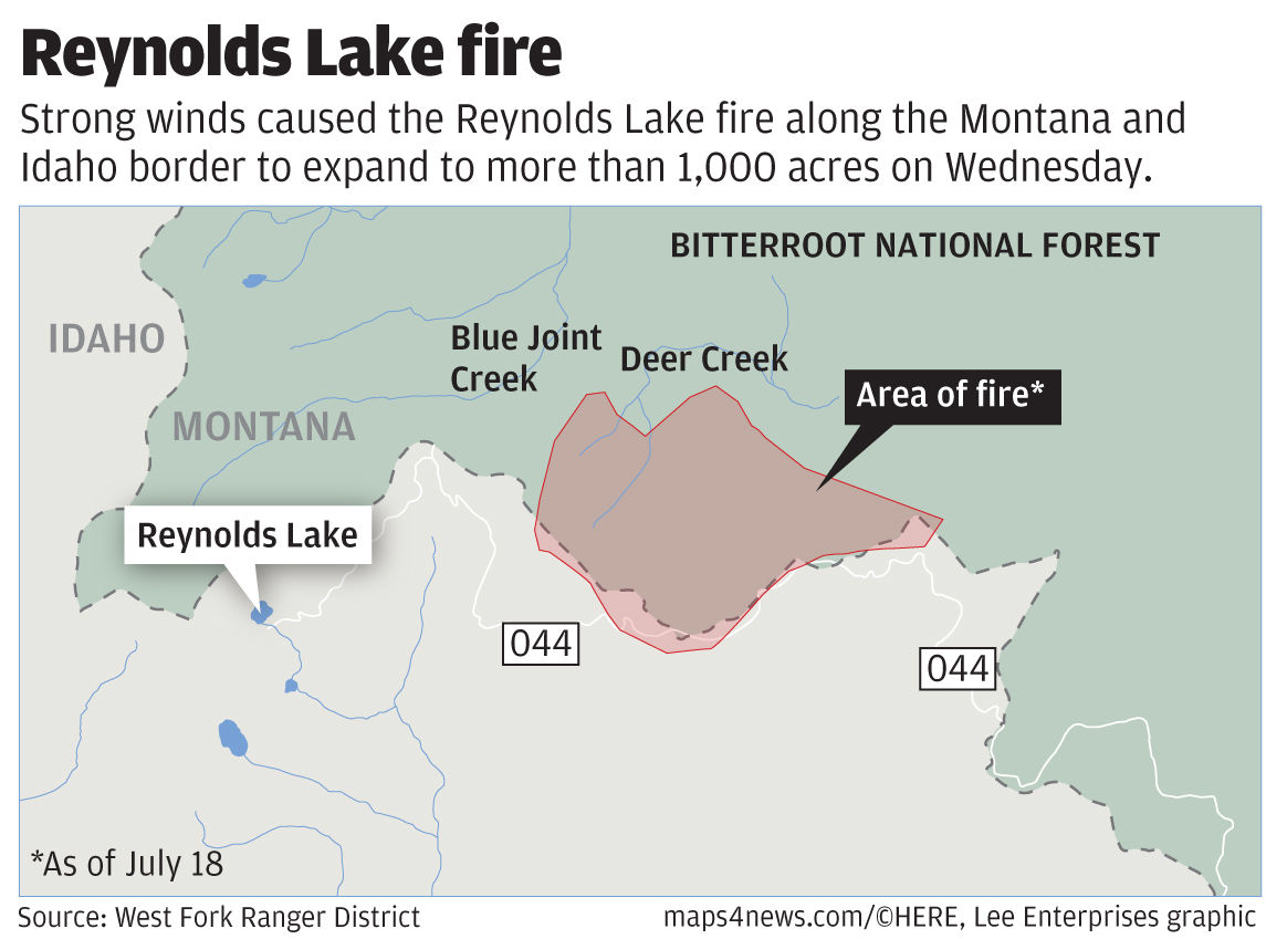 Reynolds Lake Fire On Montana Idaho Border Grows To Over 1 000 Acres State Regional Billingsgazette Com