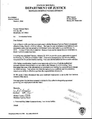 Truck Driver Termination Letter Sample