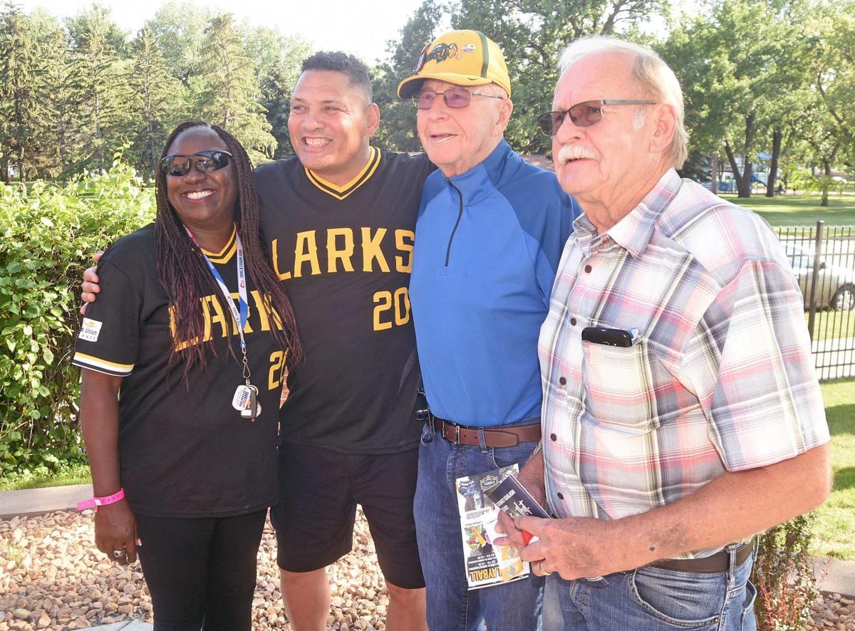 Virgil Hill attends Larks game Sports