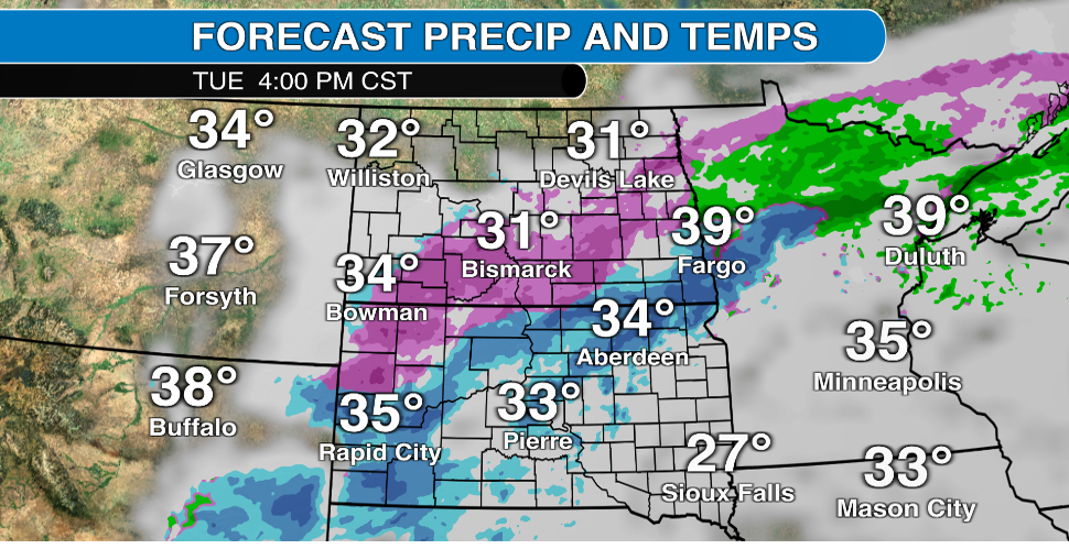 Forecast More ice and snow in the Dakotas through Wednesday