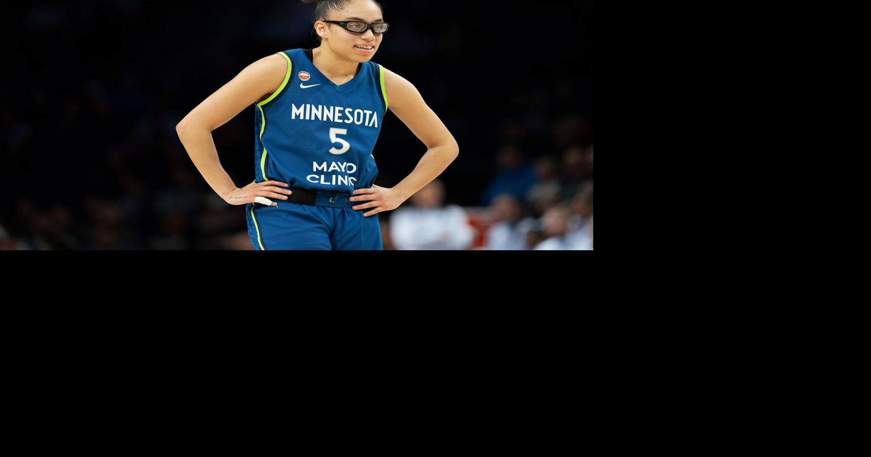 Minnesota Lynx guard Olivia Miles (5) looks on against the Toronto Tempo in the second half at Target Center on May 21, 2026 in Minneapolis, Minnesota.