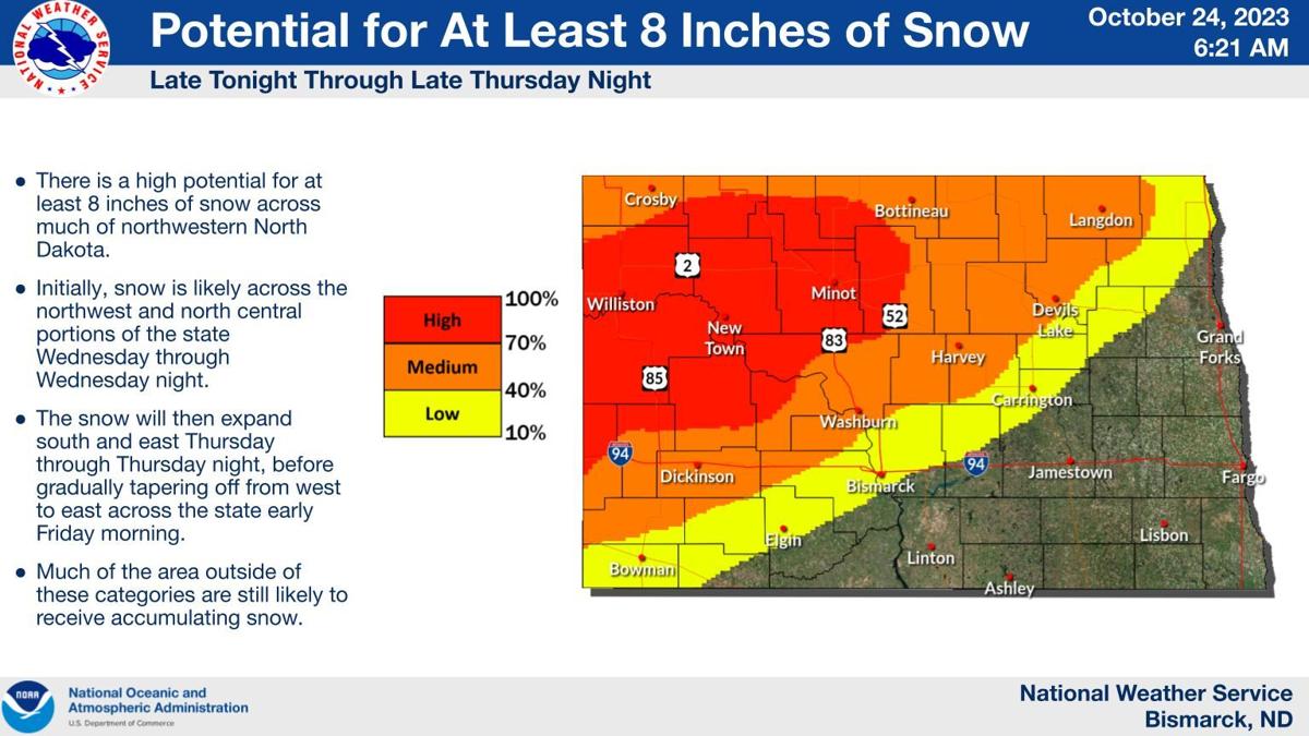 Snowstorm bears down on much of North Dakota