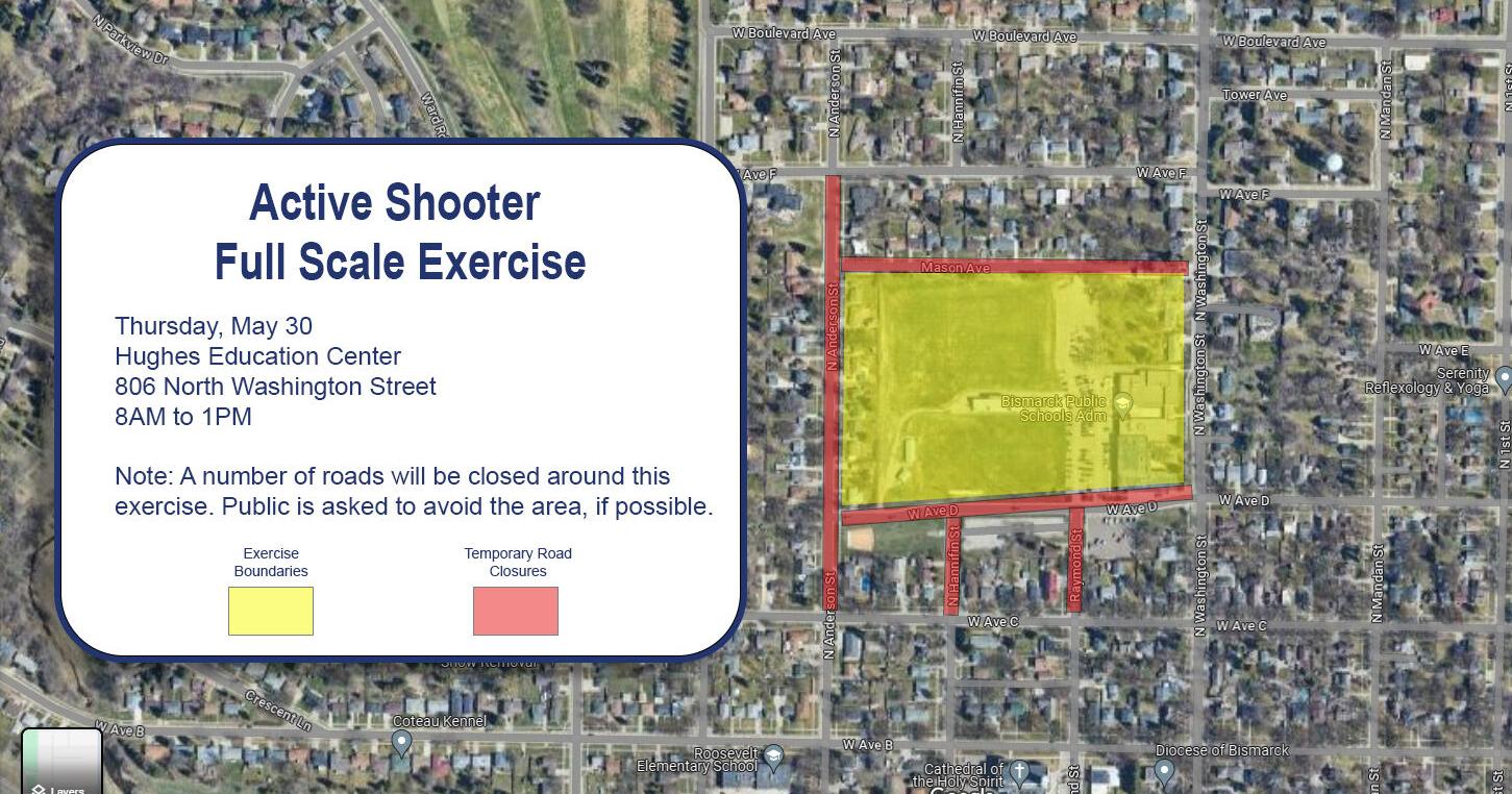 Active shooter training exercise scheduled Thursday in Bismarck; some road closures planned - Vimarsana News