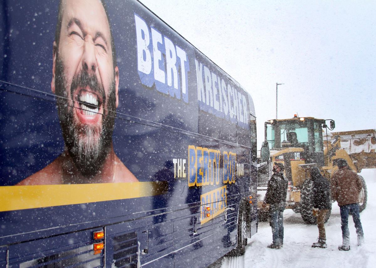 Bismarck rescues comedian Bert Kreischer after his tour bus gets stuck
