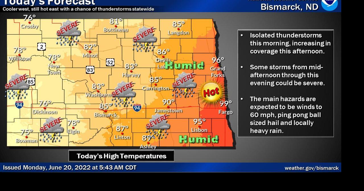 Sweltering weekend sets records in North Dakota; ‘heat dome’ sets stage for storms