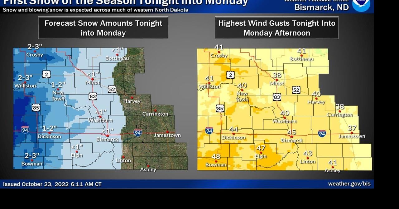 First snow of season in western North Dakota to impact Monday morning commute