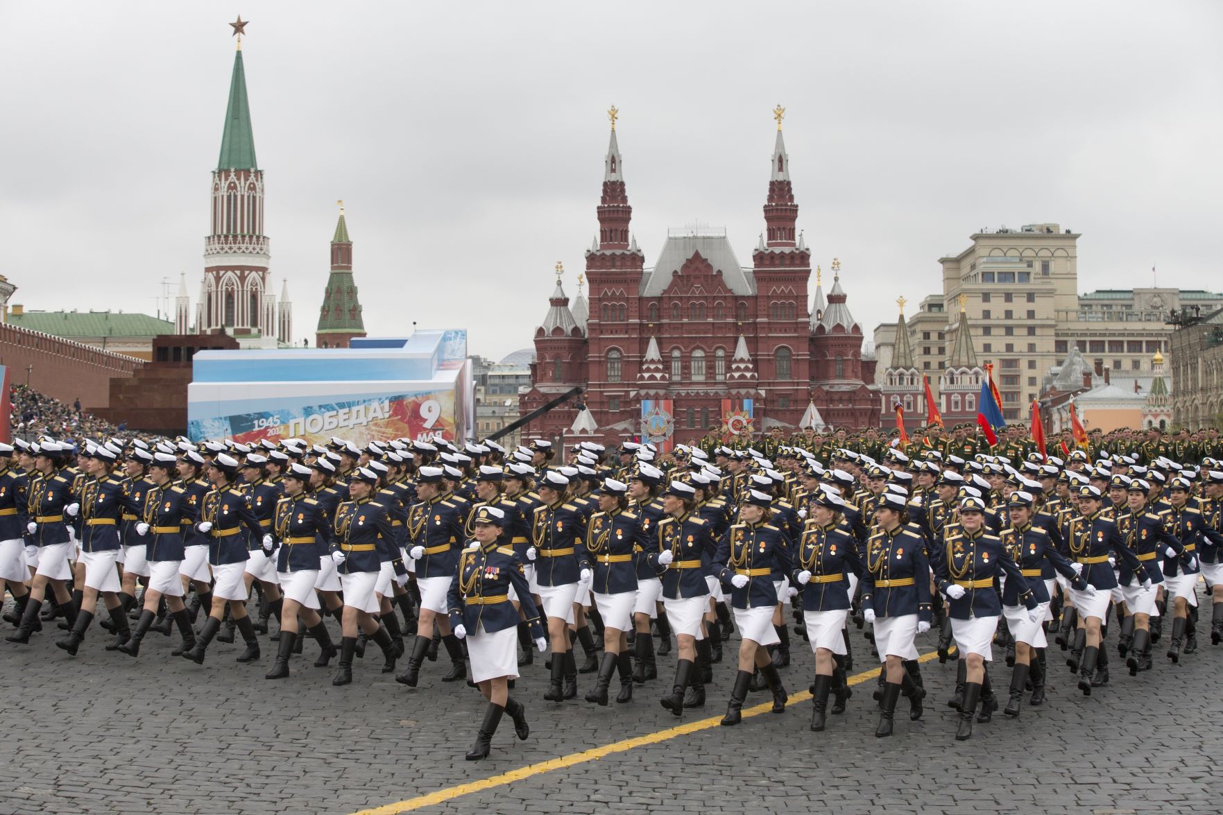 russia victory day parade fake news arrests