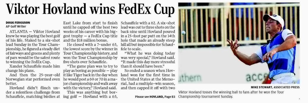 Viktor Hovland wins FedEx Cup with the best 2 weeks of his career