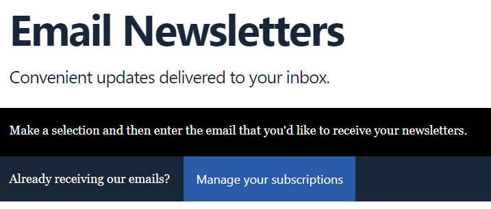 Newsletter Subscription Successfullyalert Example How can I manage my current Newsletters?