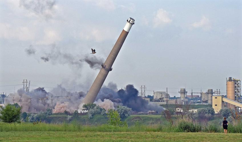 2nd stack at Mandan's Heskett Station comes down as power plant moves