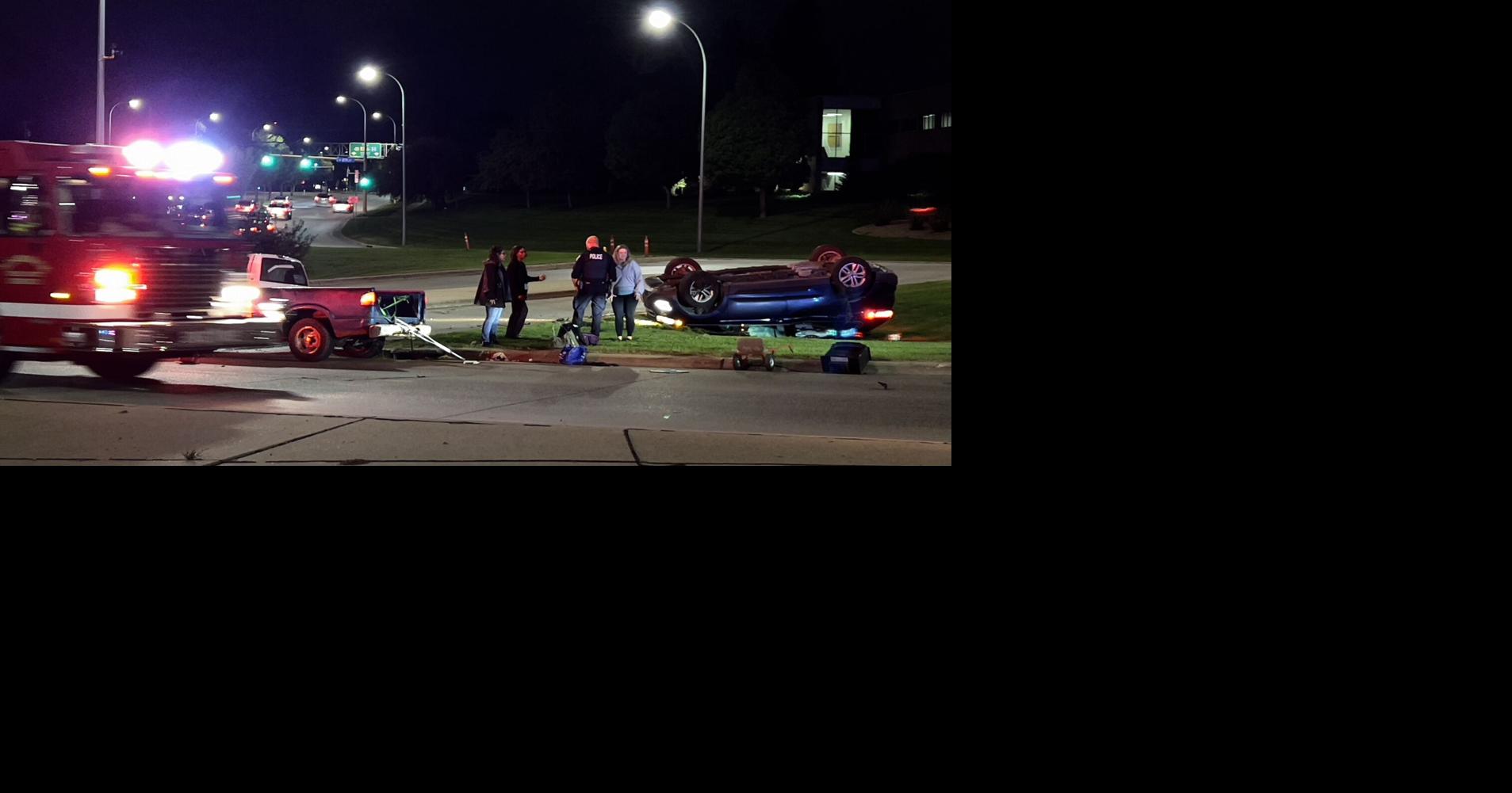 Bismarck crash ends with SUV upside down