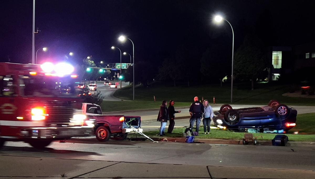 Bismarck crash ends with SUV upside down