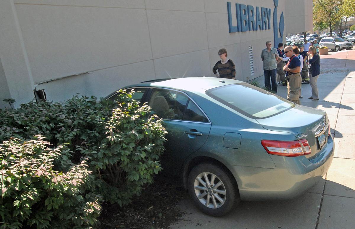 Car crashes into public library