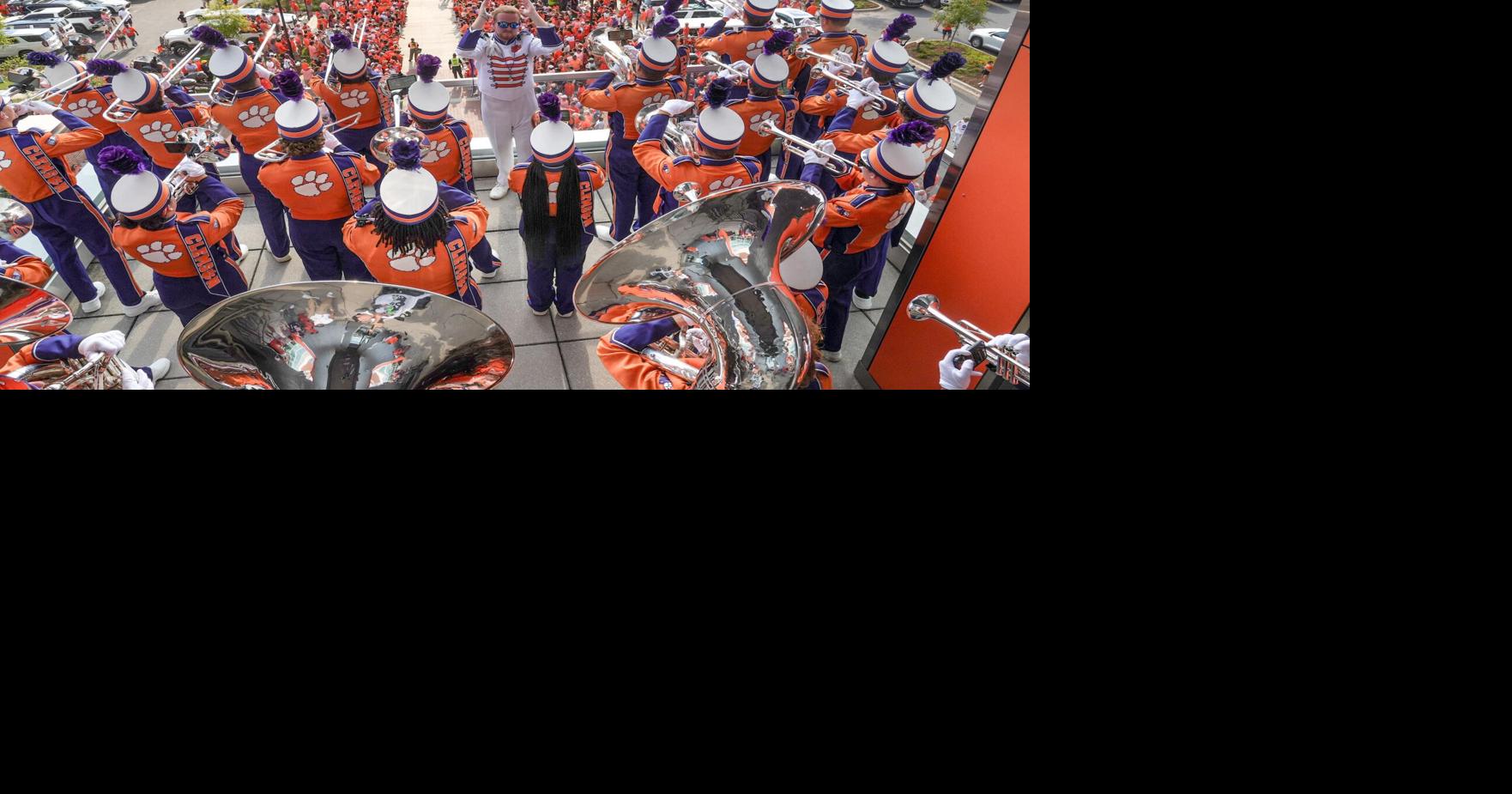 Clemson Tiger Band play during Clemson Tiger Walk before kickoff at Memorial Stadium in Clemson, S.C. Saturday, August 30, 2025.