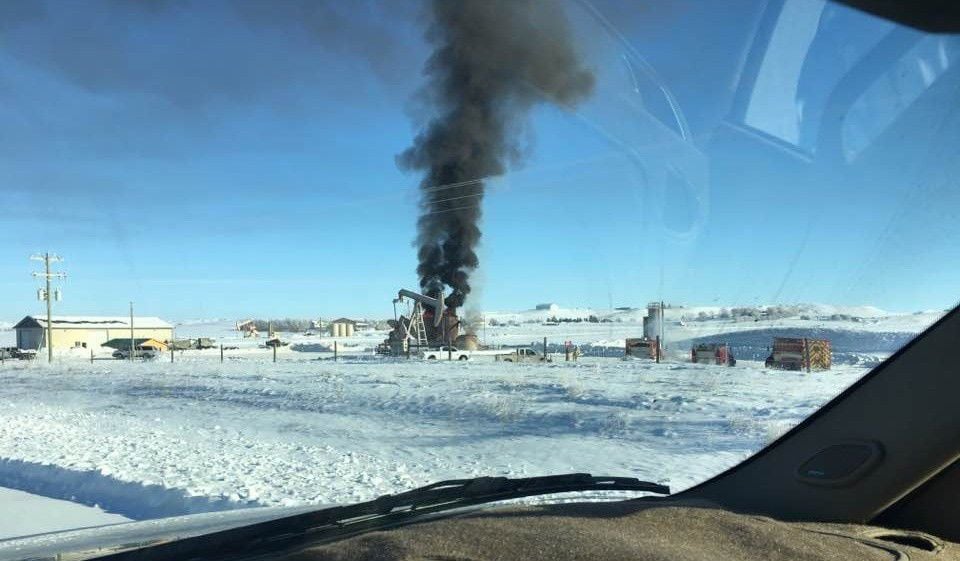 Oil tank explosion near North Dakota border felt miles away