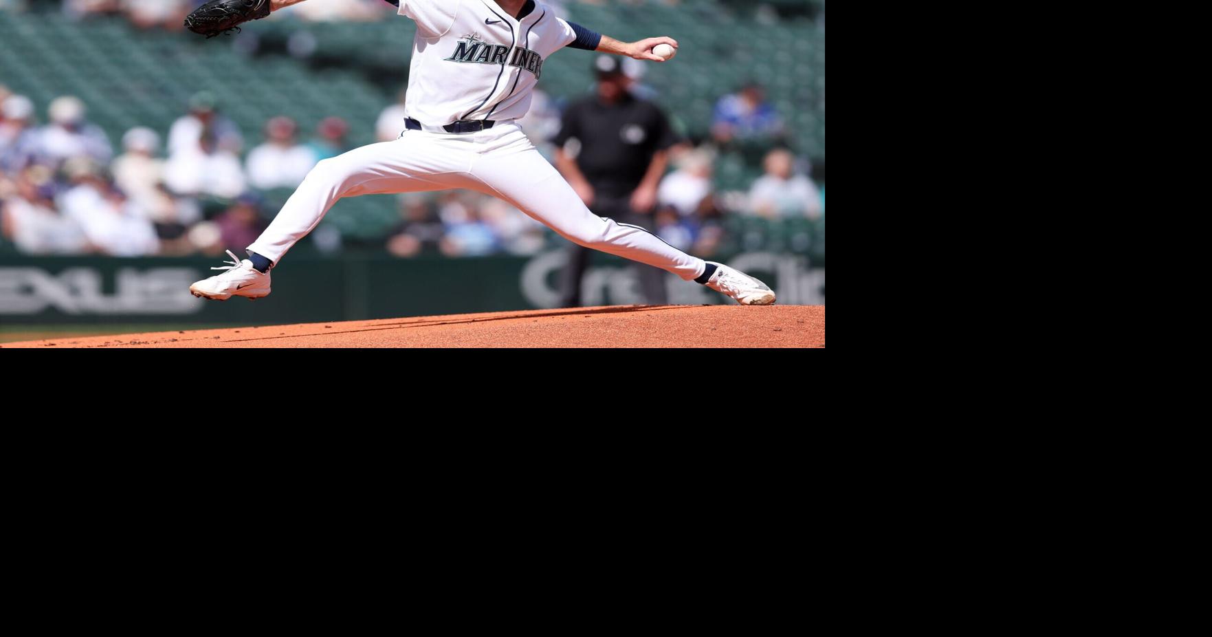 Kade Anderson of the Seattle Mariners pitches in the first inning against the Texas Rangers at T-Mobile Park on Wednesday, Sept. 9, 2026, in Seattle.