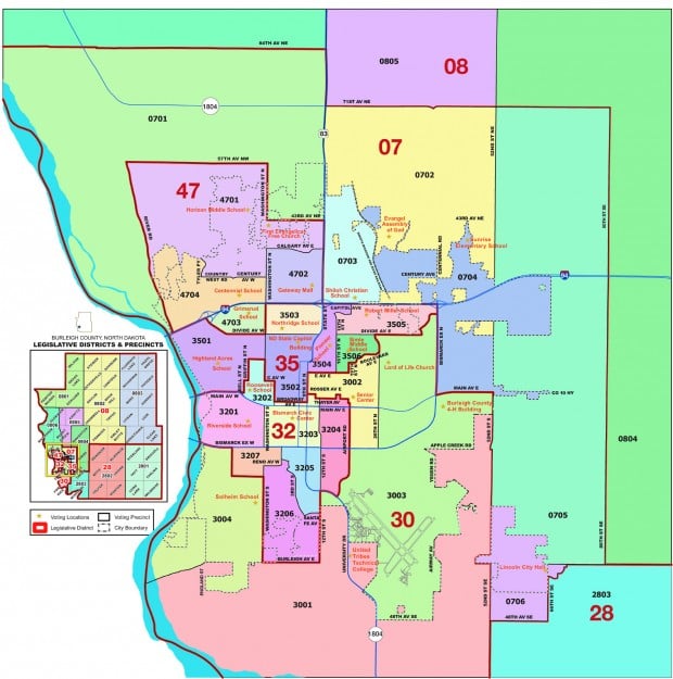 Precinct changes in Burleigh, Bismarck