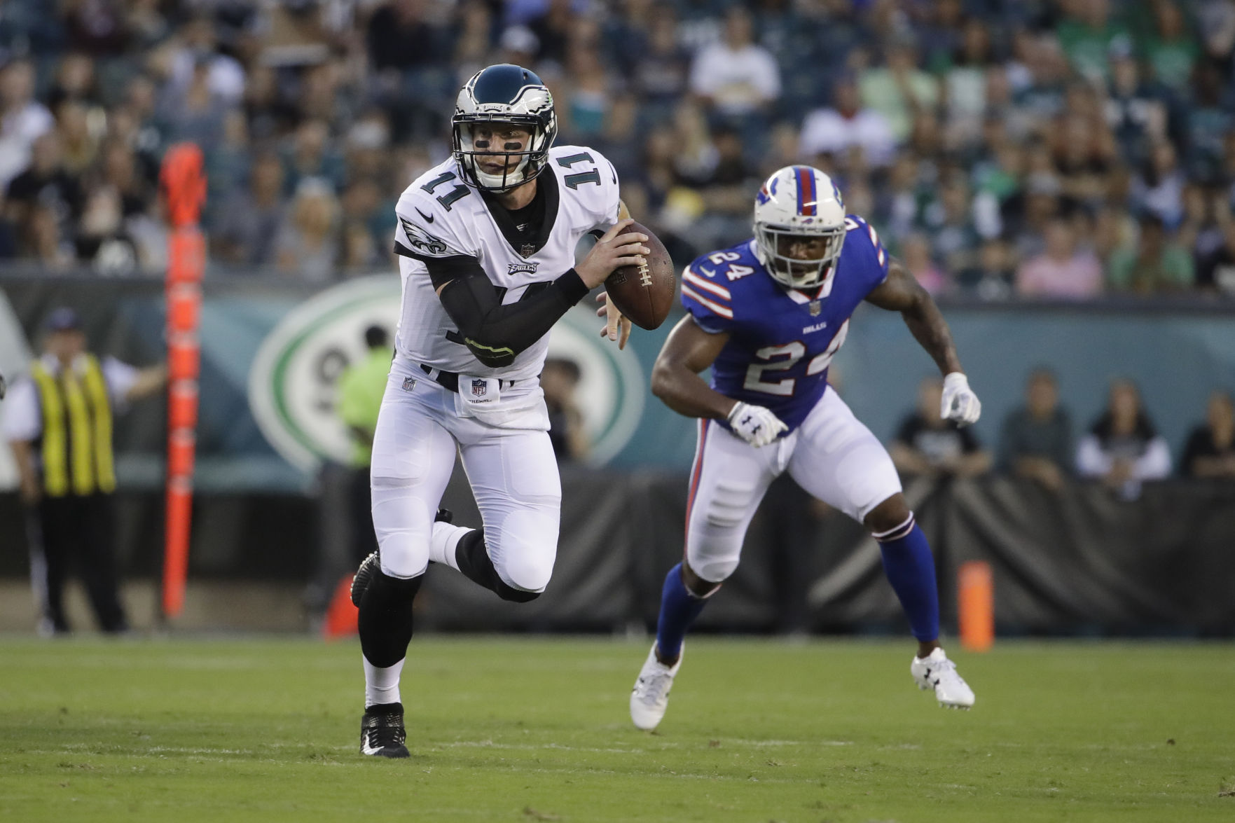 Shuffled Eagles offensive line out to put holes in Bills