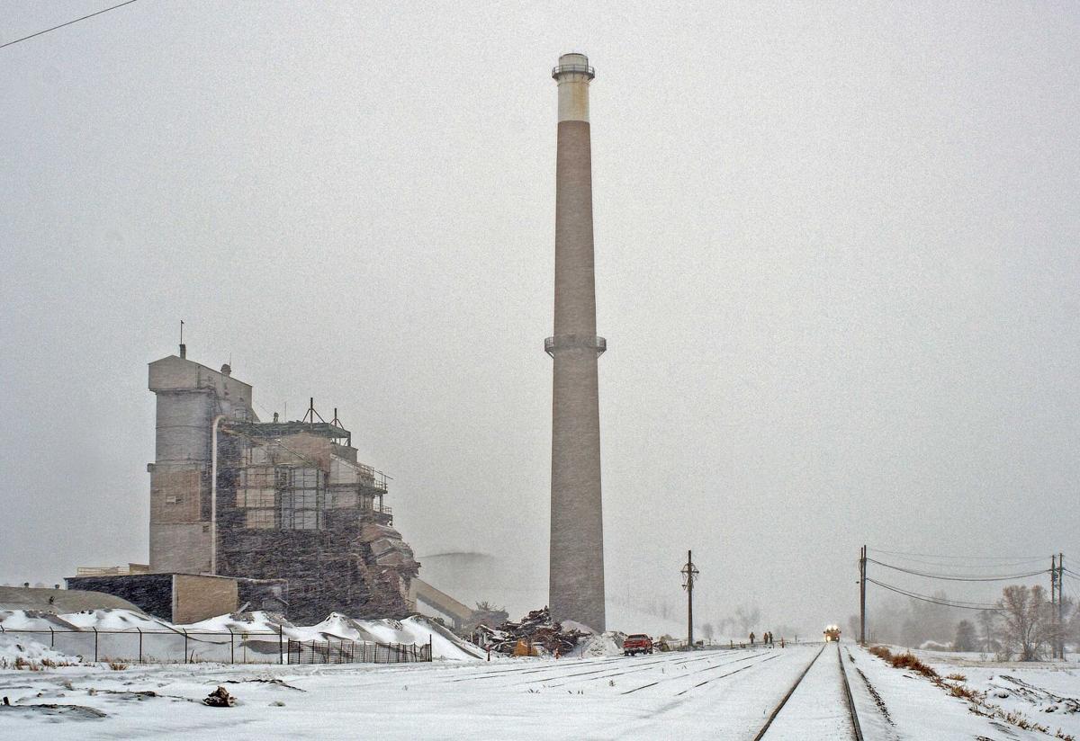 First stack at Heskett Station comes down; power plant moving from coal