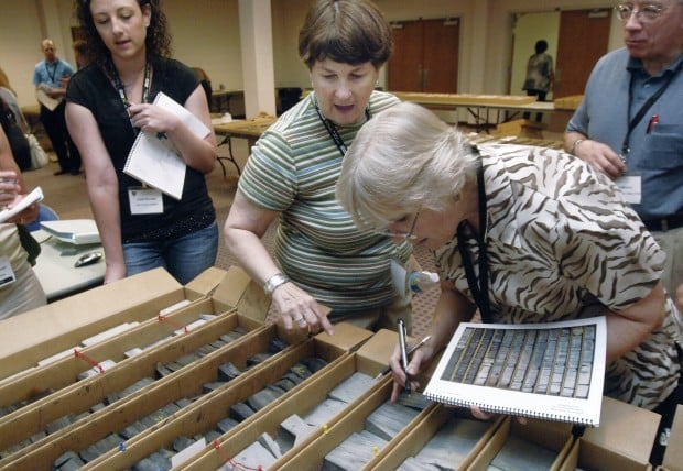 Julie LeFever exhibits shale samples