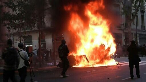 Argentine football fans clash with police at pensions march