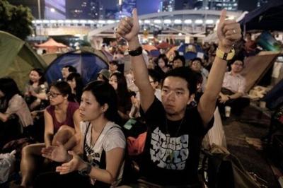 Pro-democracy demonstrators in Hong Kong, in 2014