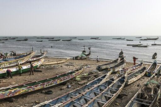 Pirogues at a Mbour beach, a known departure point for migrants trying to reach Europe through the Atlantic route