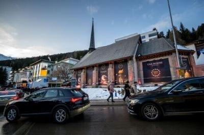 A 19th-century church on the Davos promenade, transformed into the 'USA House' during this year's World Economic Forum