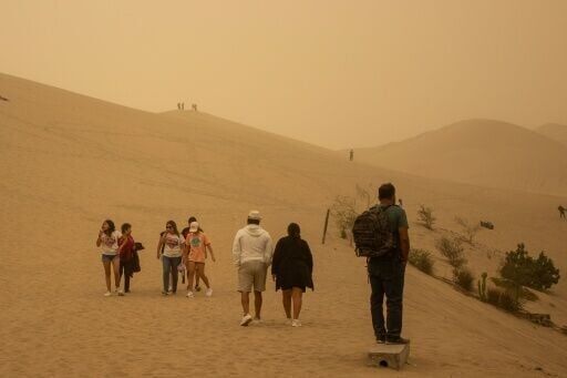 Sand and dust storm sweeps across southern Peru