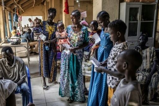 Mothers queued up for vaccinations at a hospital in Bor, Jonglei State
