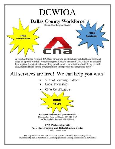 DCWIOA offering free certified nursing assistant services