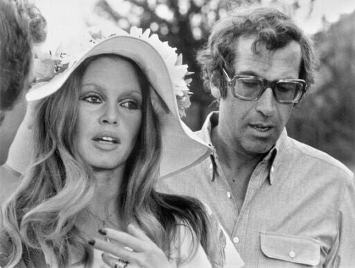 Brigitte Bardot and her ex-husband, French film director Roger Vadim, on set in 1972
