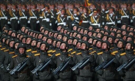 A picture supplied by state-run media shows a military parade held during North Korea's last party congress in 2021.