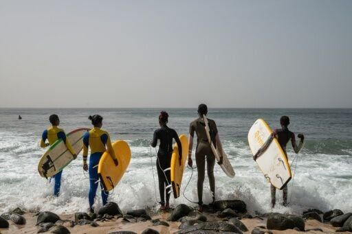 Surf Academy pupils train in Dakar's Ngor neighbourhood