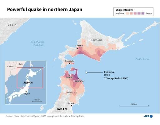 Powerful quake in northern Japan