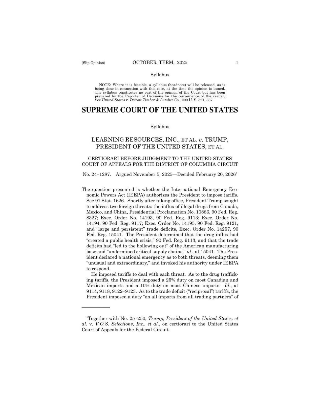 Supreme Court tariff decision
