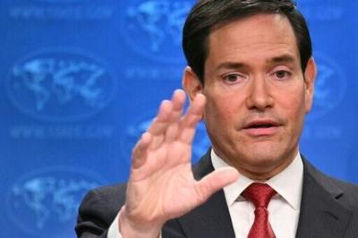 US Secretary of State Marco Rubio speaks during an end-of-year press conference