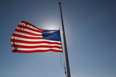 Flag at half staff stock