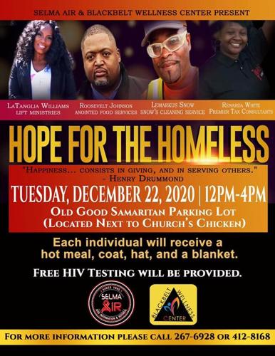 Selma AIR, Black Belt Wellness Center to give food, clothing to the homeless tomorrow