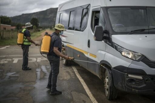 Every passing vehicle had to be sprayed with a chemical solution to stop the spread of the virus