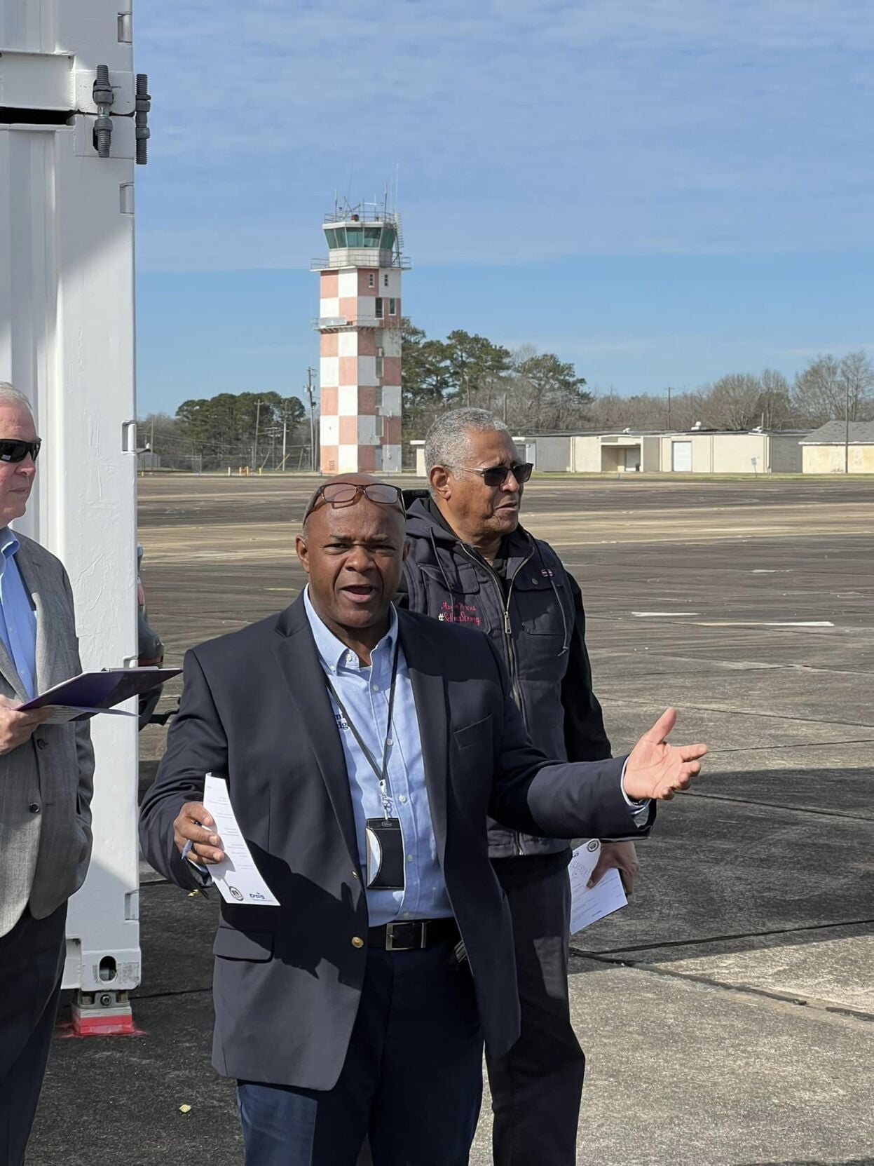 Officials cut ribbon for mobile control tower, first step in bringing growth in for a landing at Craig Field Airport