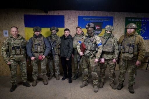 President Volodymyr Zelensky visited Ukrainian troops to congratulate them