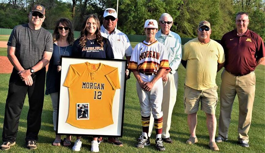 Morgan Academy retires Veach softball jersey, honors senior softball and baseball players