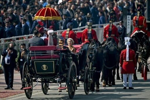 European Commission chief Ursula von der Leyen said the trade deal struck with India showed the two economic giants had chosen 'partnership' as the 'best answer to global challenges'