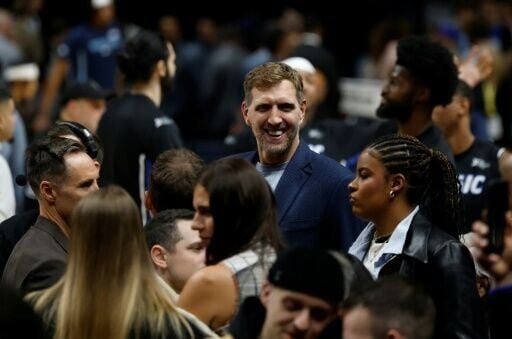 Standing out: Former Dallas Mavericks star Dirk Nowitzki at the NBA game in Berlin in January