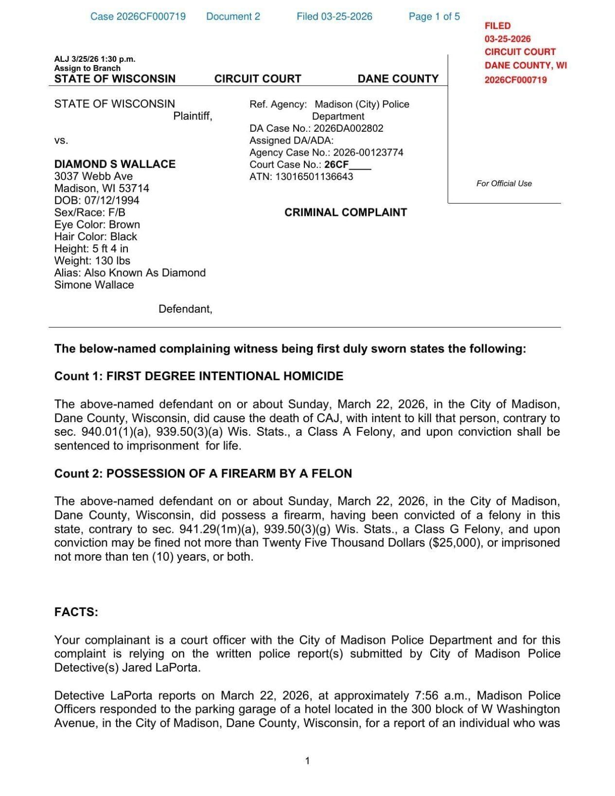 Diamond Wallace Complaint