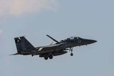 An Israeli fighter jet returning to base flies above an area near Tel Aviv on September 26, 2024