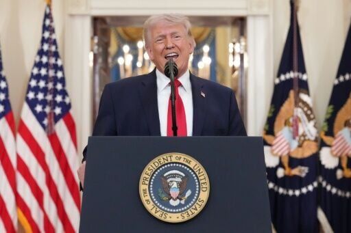US President Donald Trump speaks during a televised address on the Iran war