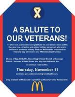 Selma McDonald's to serve free breakfast for veterans tomorrow