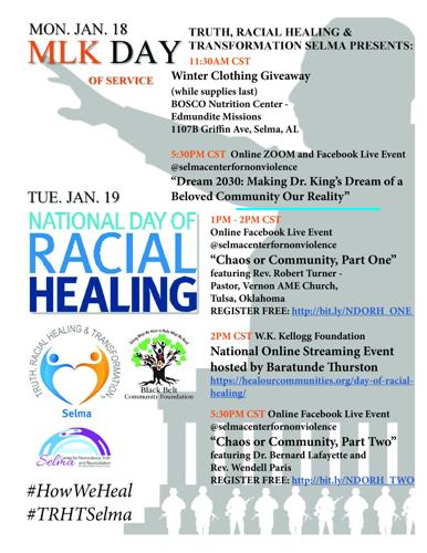 National Day of Racial Healing, MLK Day of Service events announced